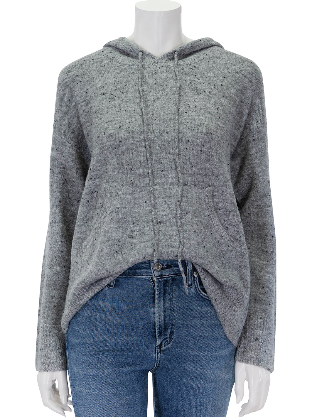 Front view of John + Jenn's ralphie hoodie sweater in overcast grey.