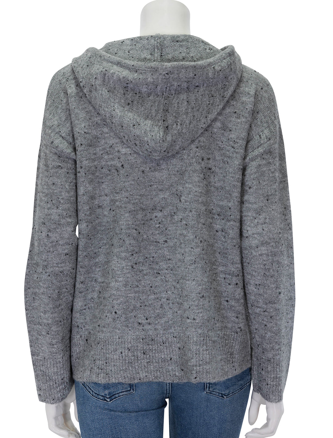 Back view of John + Jenn's ralphie hoodie sweater in overcast grey.