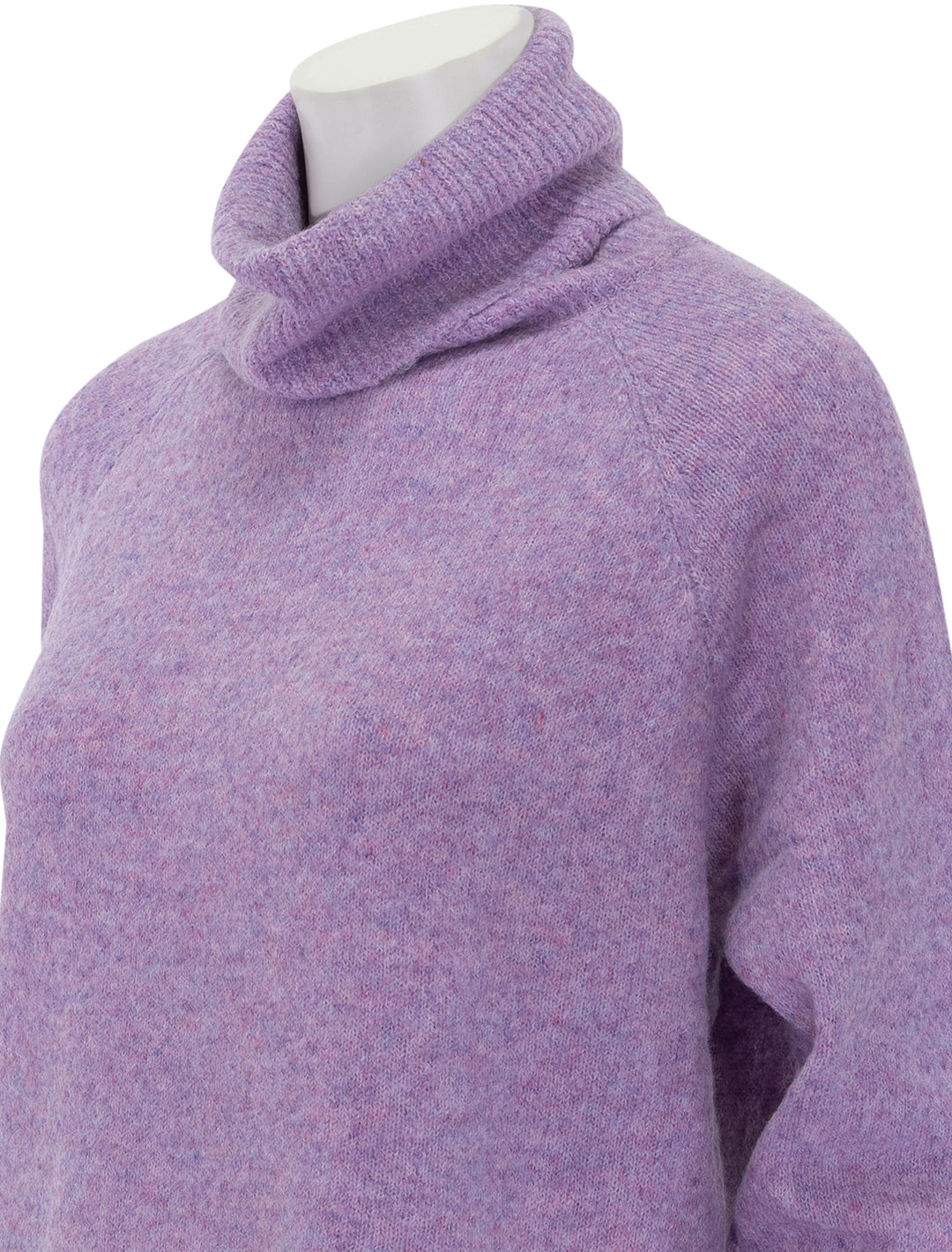 Close-up view of John + Jenn's emmett turtleneck in candy floss.