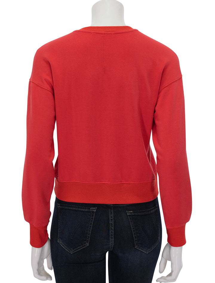 Back view of Stateside's softest fleece cropped pleated sleeve sweatshirt in sumo red.