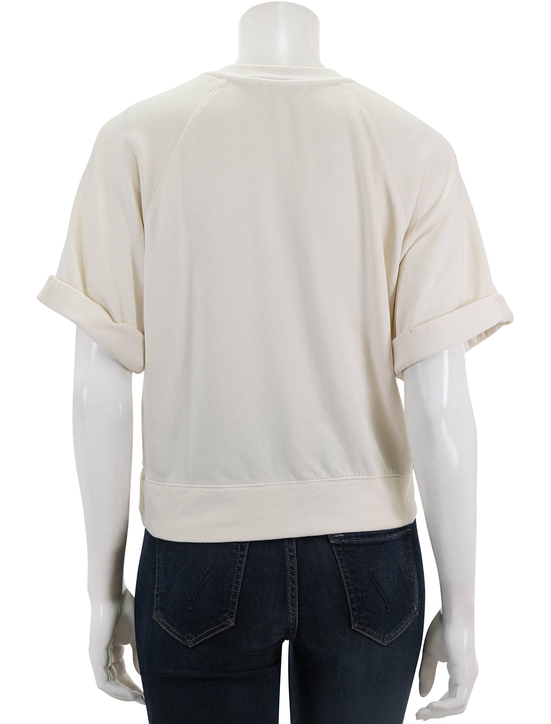 Back view of Stateside's softest fleece boxy raglan in cream.