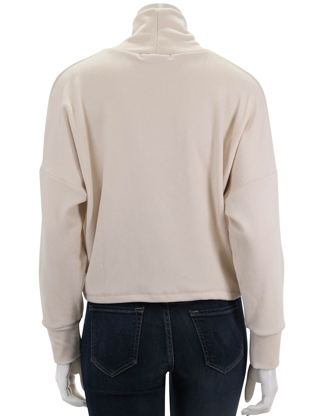 Back view of Stateside's Honeyluxe Flatback Rib Dolman Top in Cream.