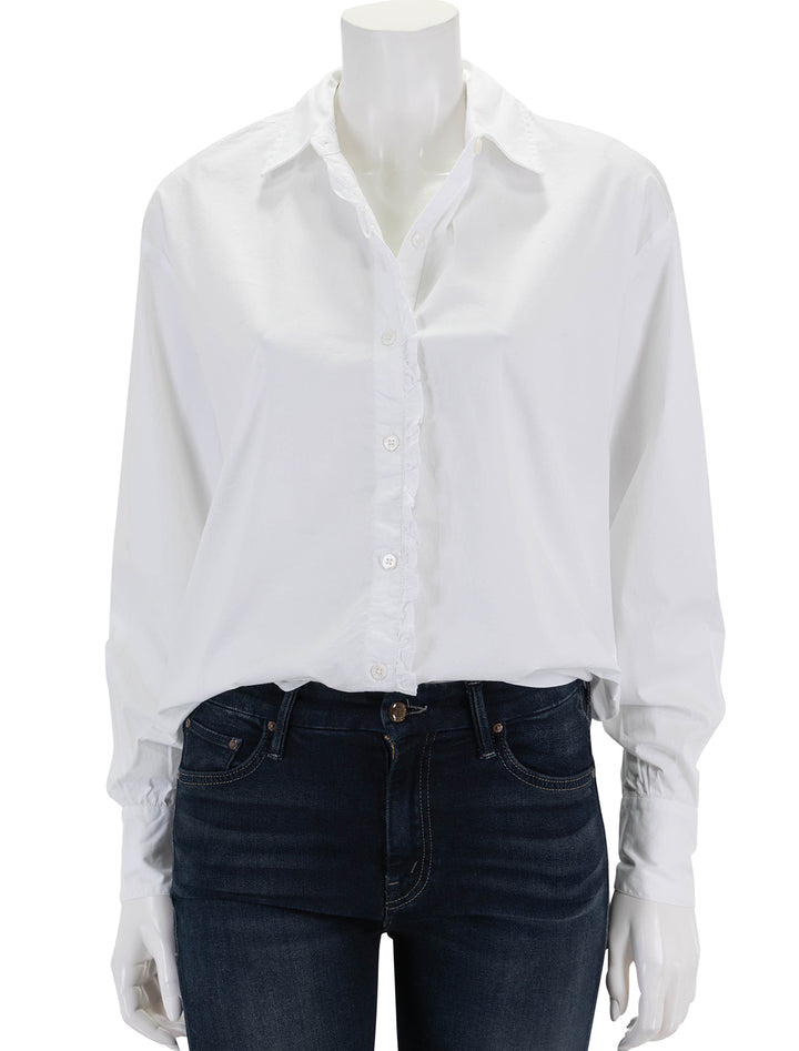 front view of lia button down in white