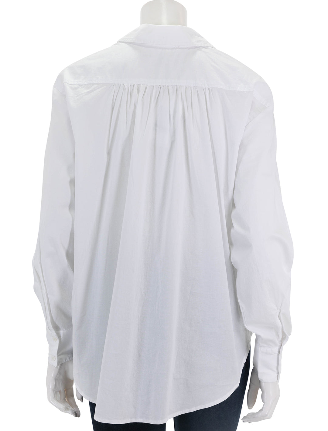 back view of lia button down in white