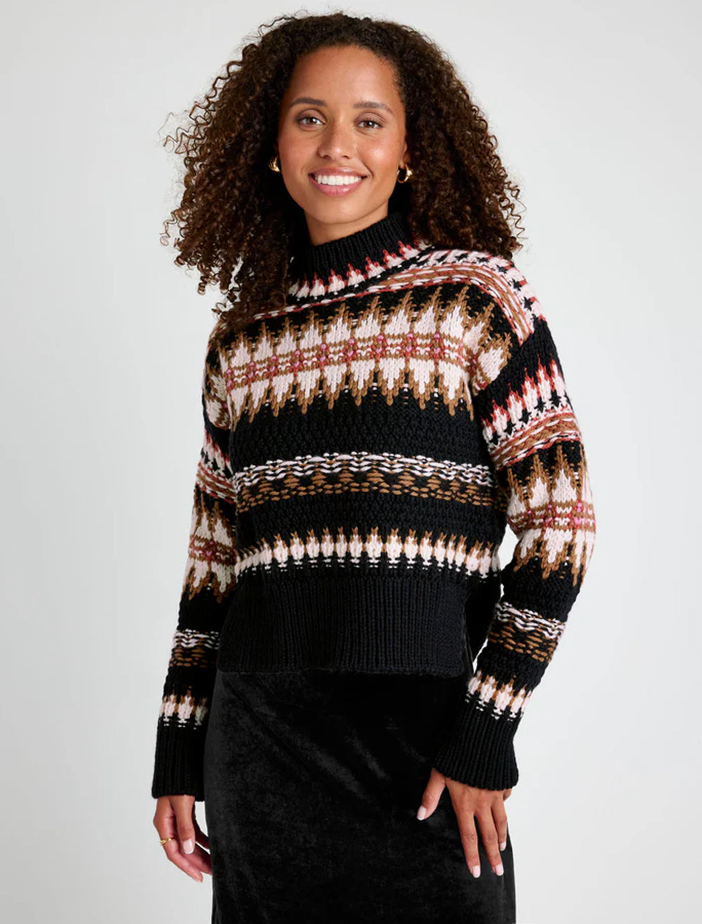 model wearing henrietta fairisle sweater