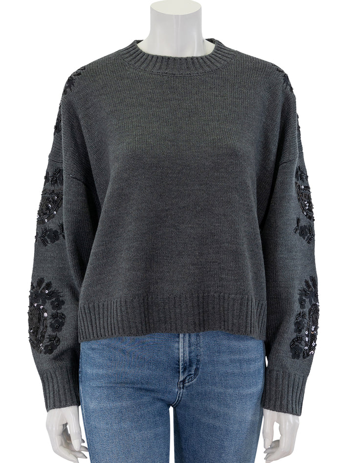 Front view of Splendid's leanna sweater in heather shadow.