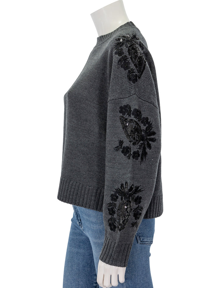 Side view of Splendid's leanna sweater in heather shadow.