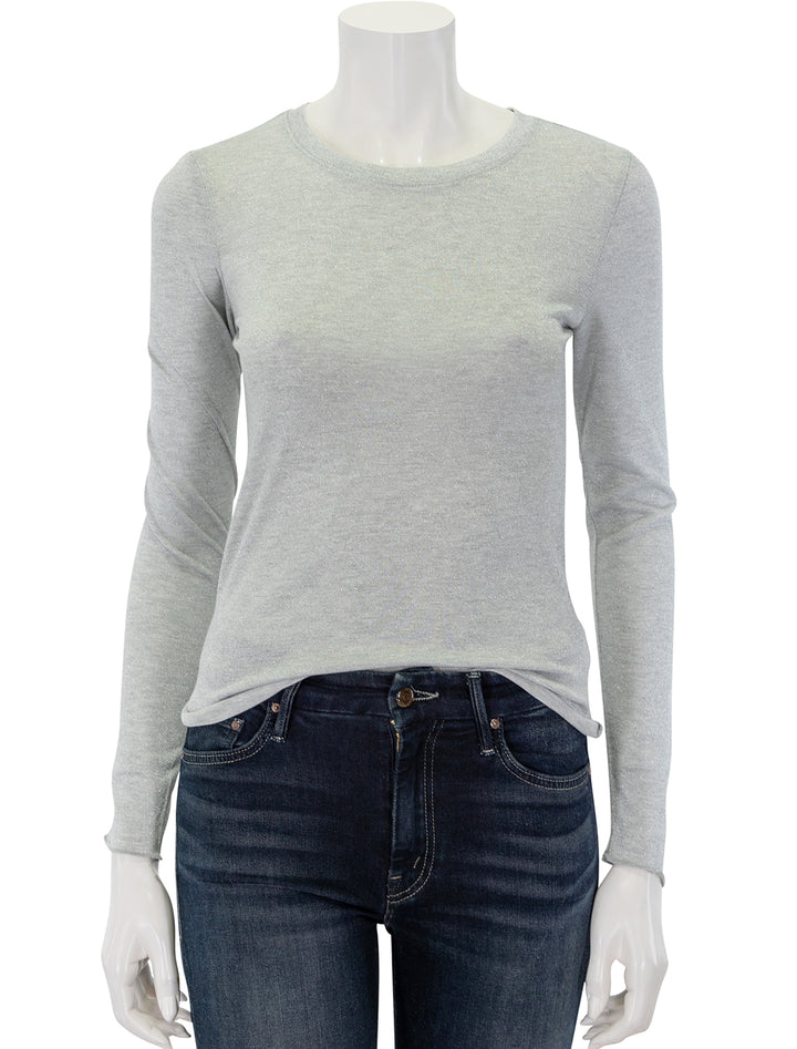 Front view of Splendid's sheer silver long sleeve tee.