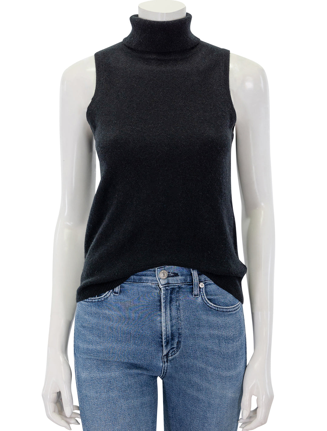 Front view of Splendid's tori cashmere turtleneck in black.