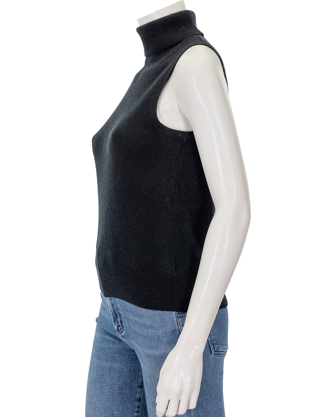 Side view of Splendid's tori cashmere turtleneck in black.