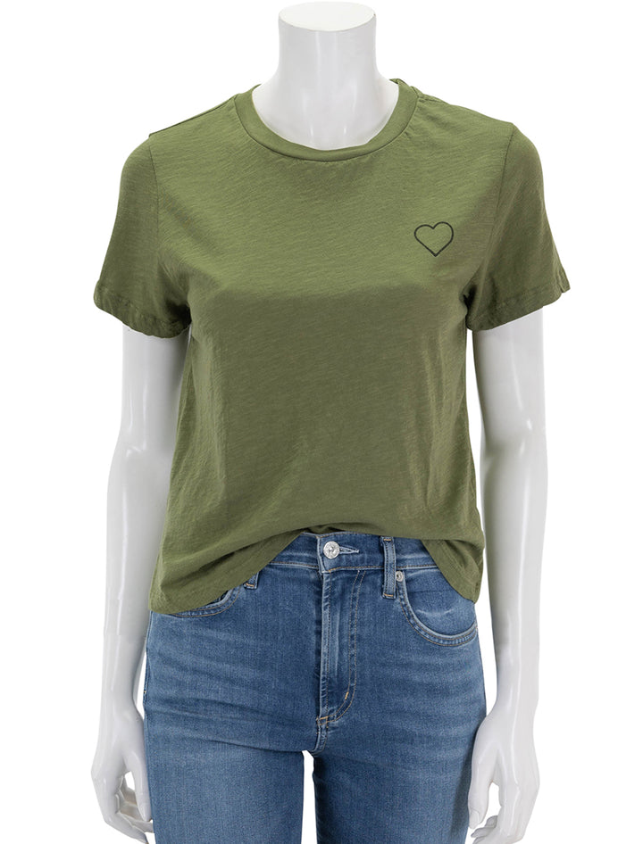 Front view of Sundry's les femmes tee in olive.