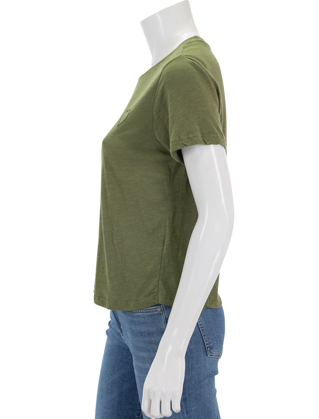 Side view of Sundry's les femmes tee in olive.