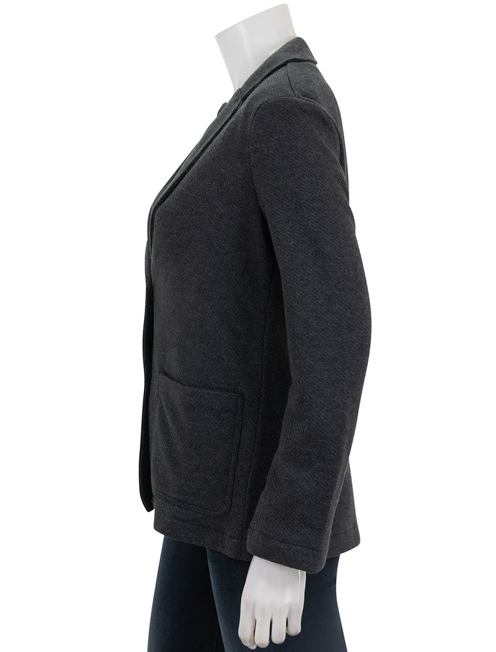 Side view of Faherty's inlet blazer in black sky melange.