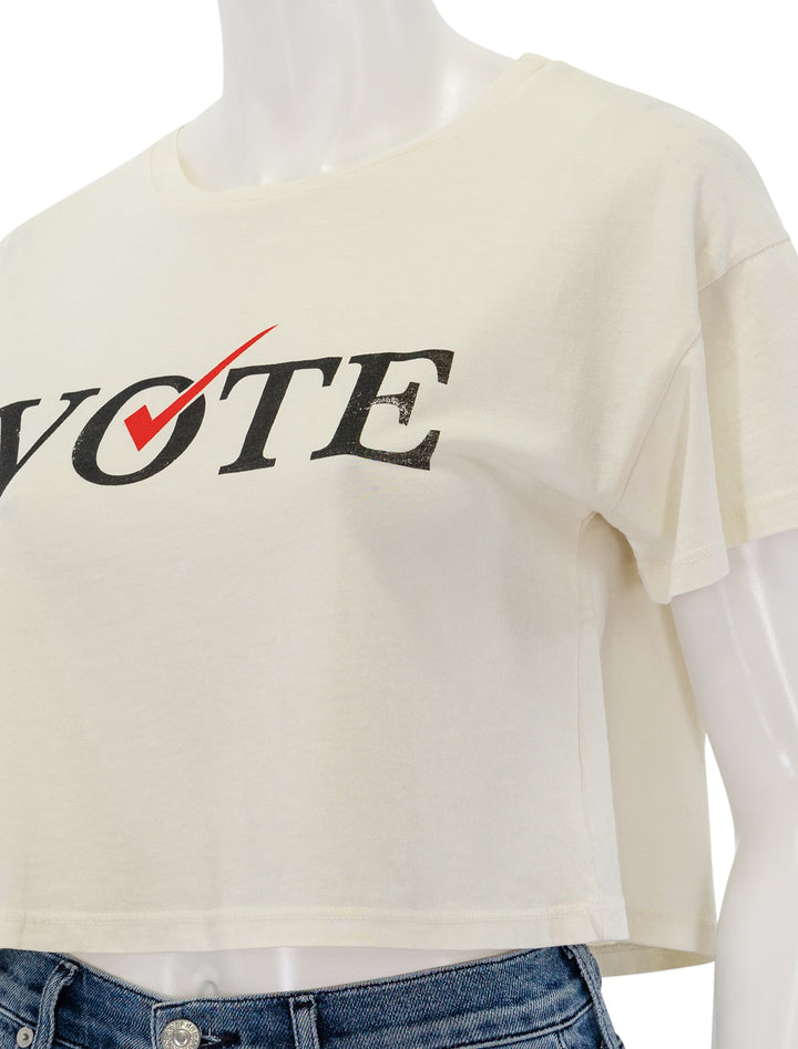 Close-up view of Self Contrast's Drew Crop Vote Tee.