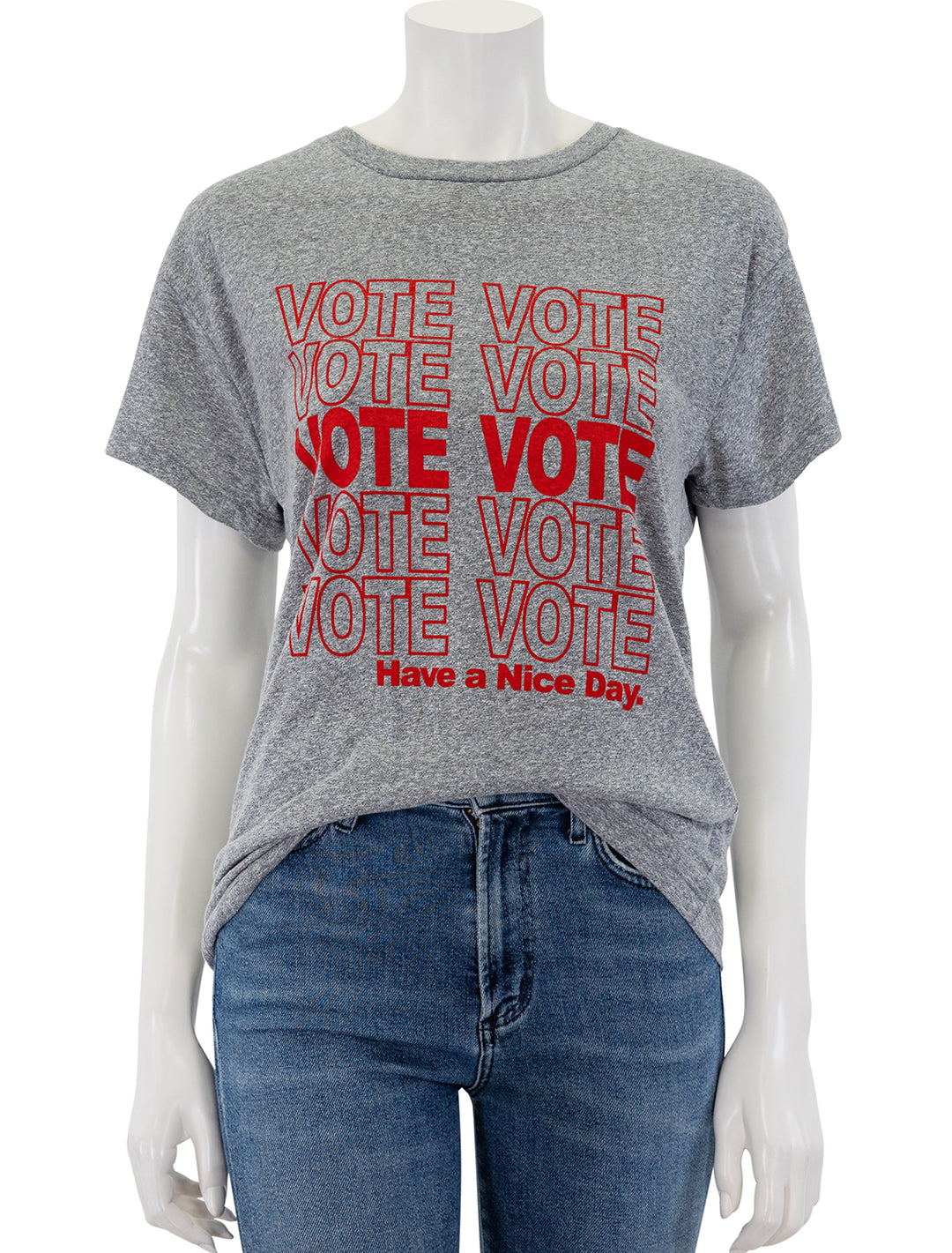 Front view of self contrast's cherie vote tee.