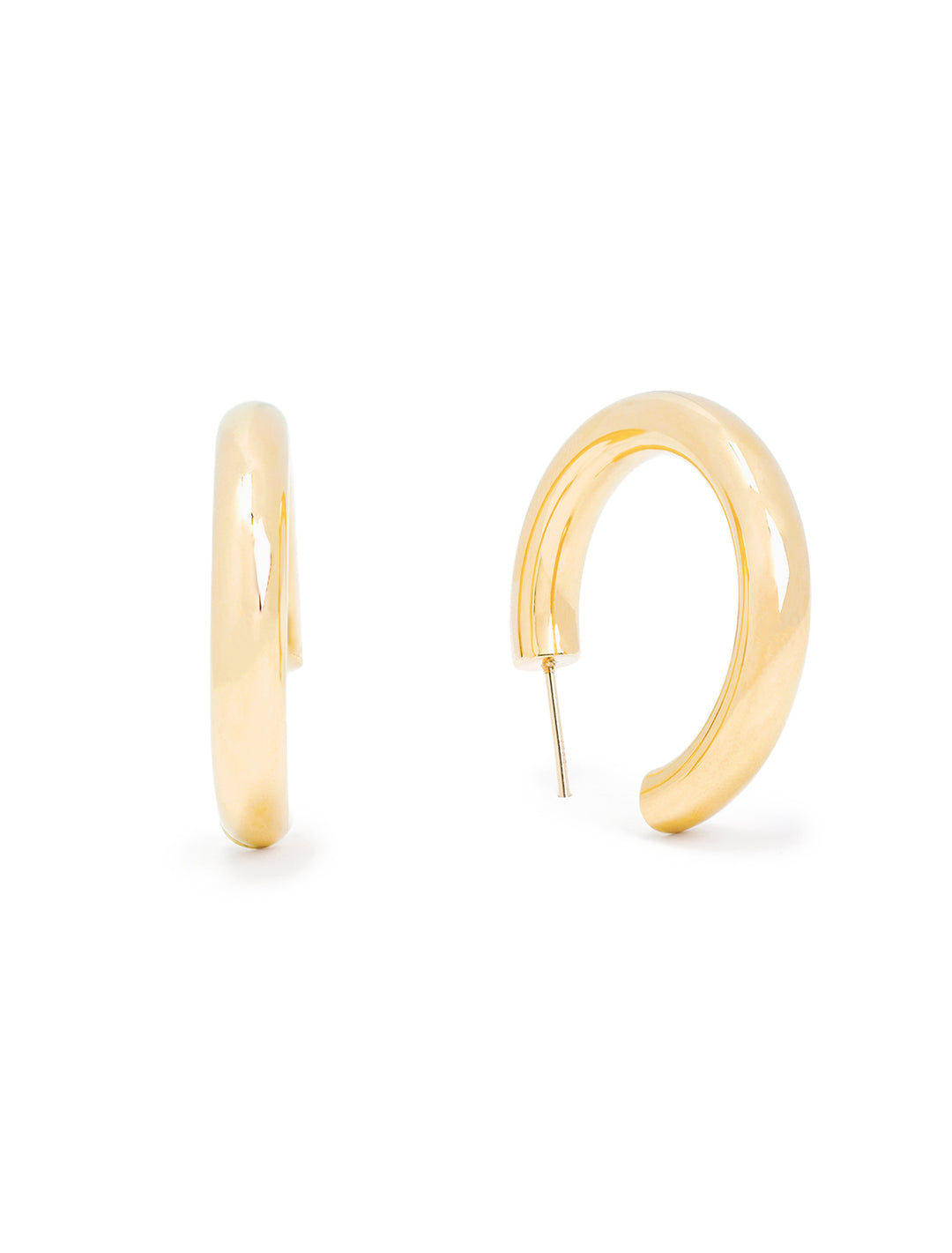 Front view of Zoe Chicco's 14k medium tube hoops.
