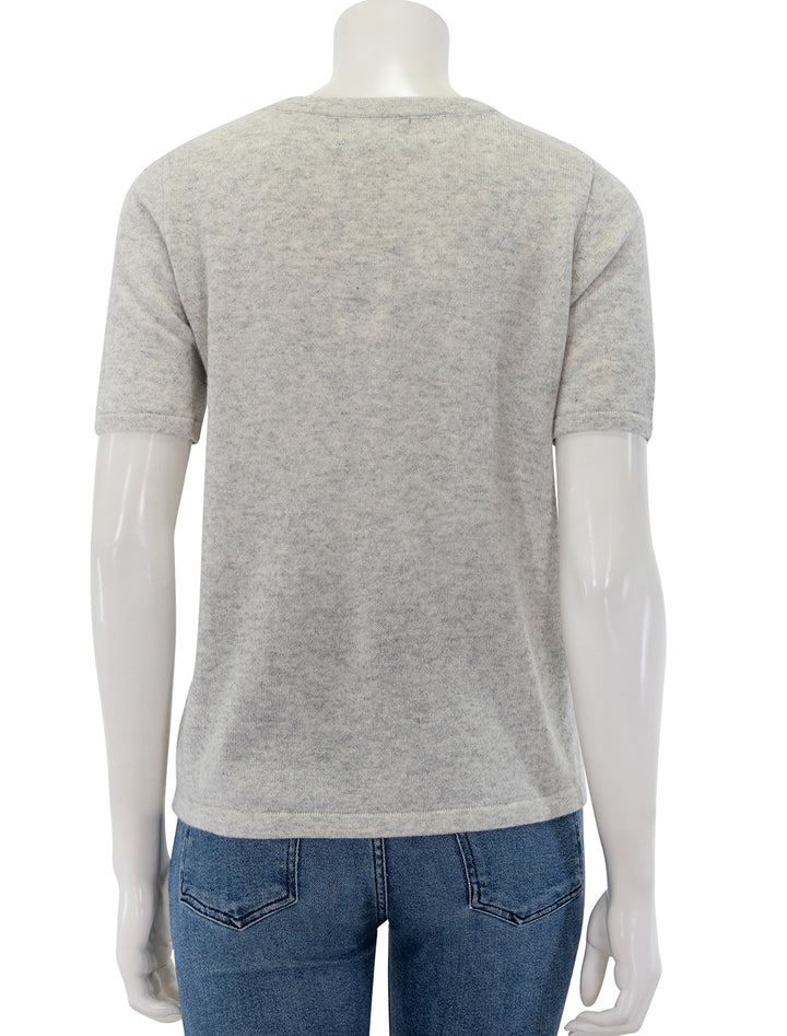 Back view of Self Contrast's brea cashmere tee in light heather.