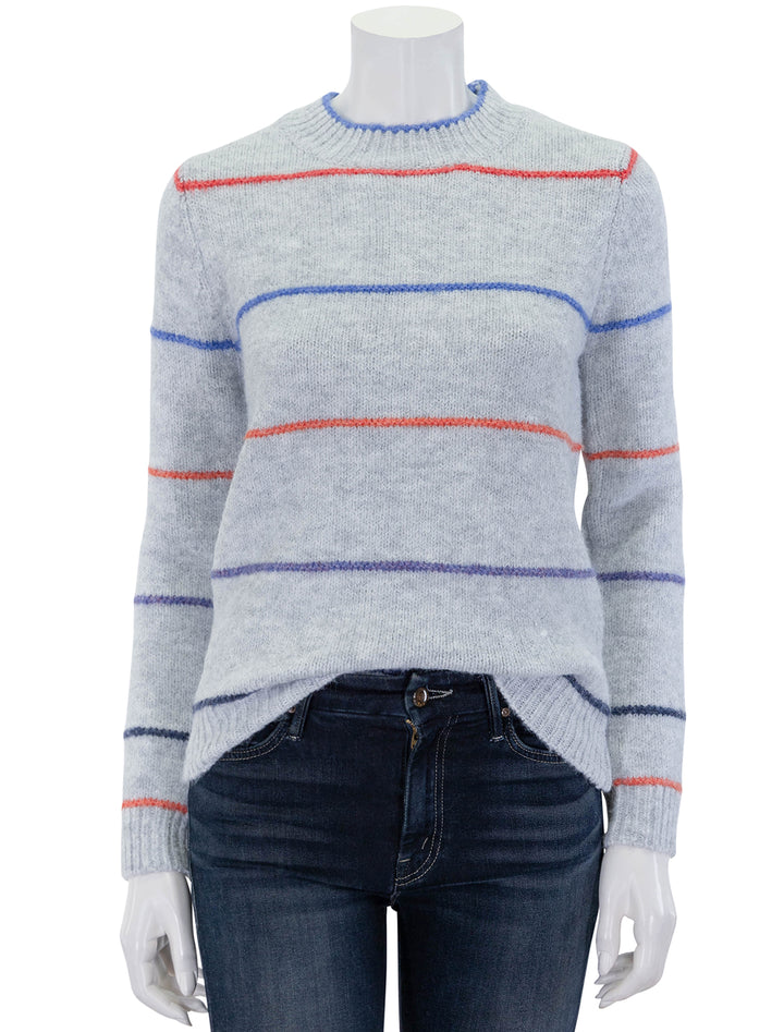 june crew neck sweater in grey and stripes