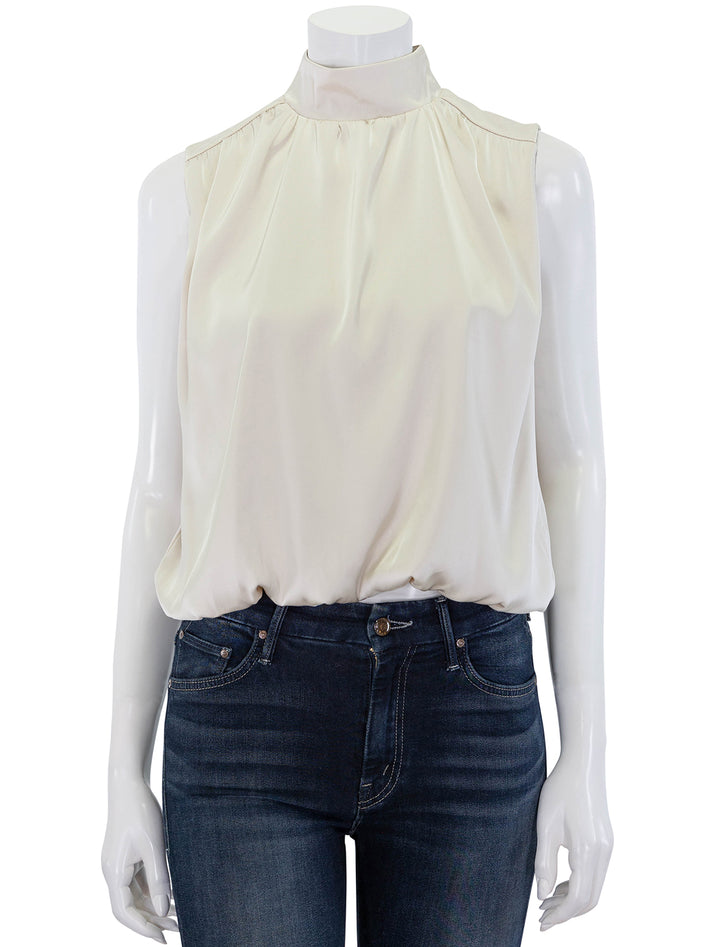 cora sleeveless blouse in cream satin