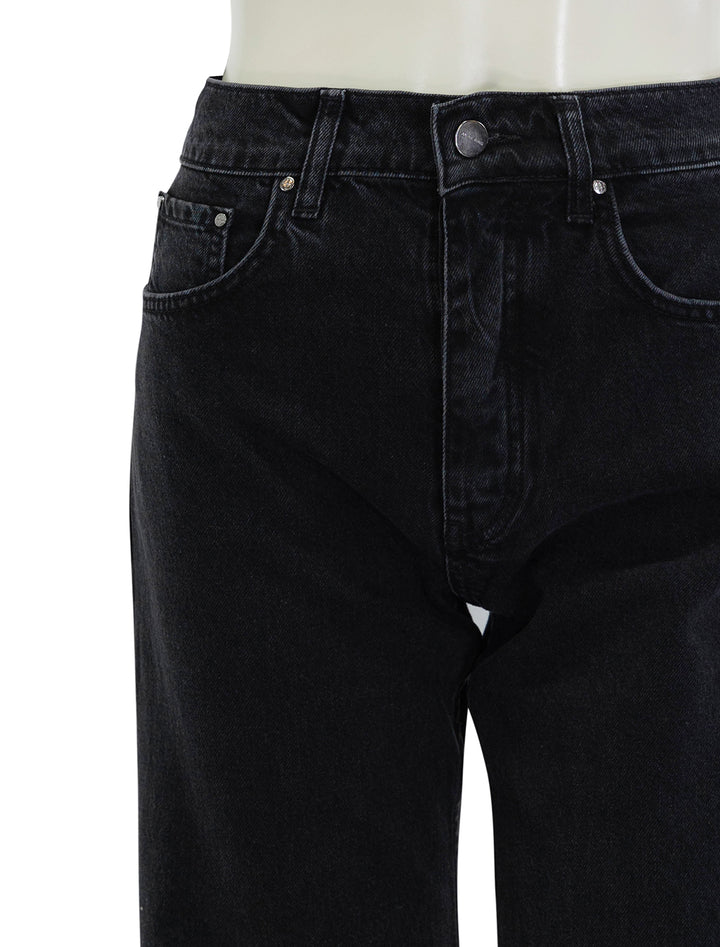 Close-up view of Anine Bing's hugh jean in vintage black.