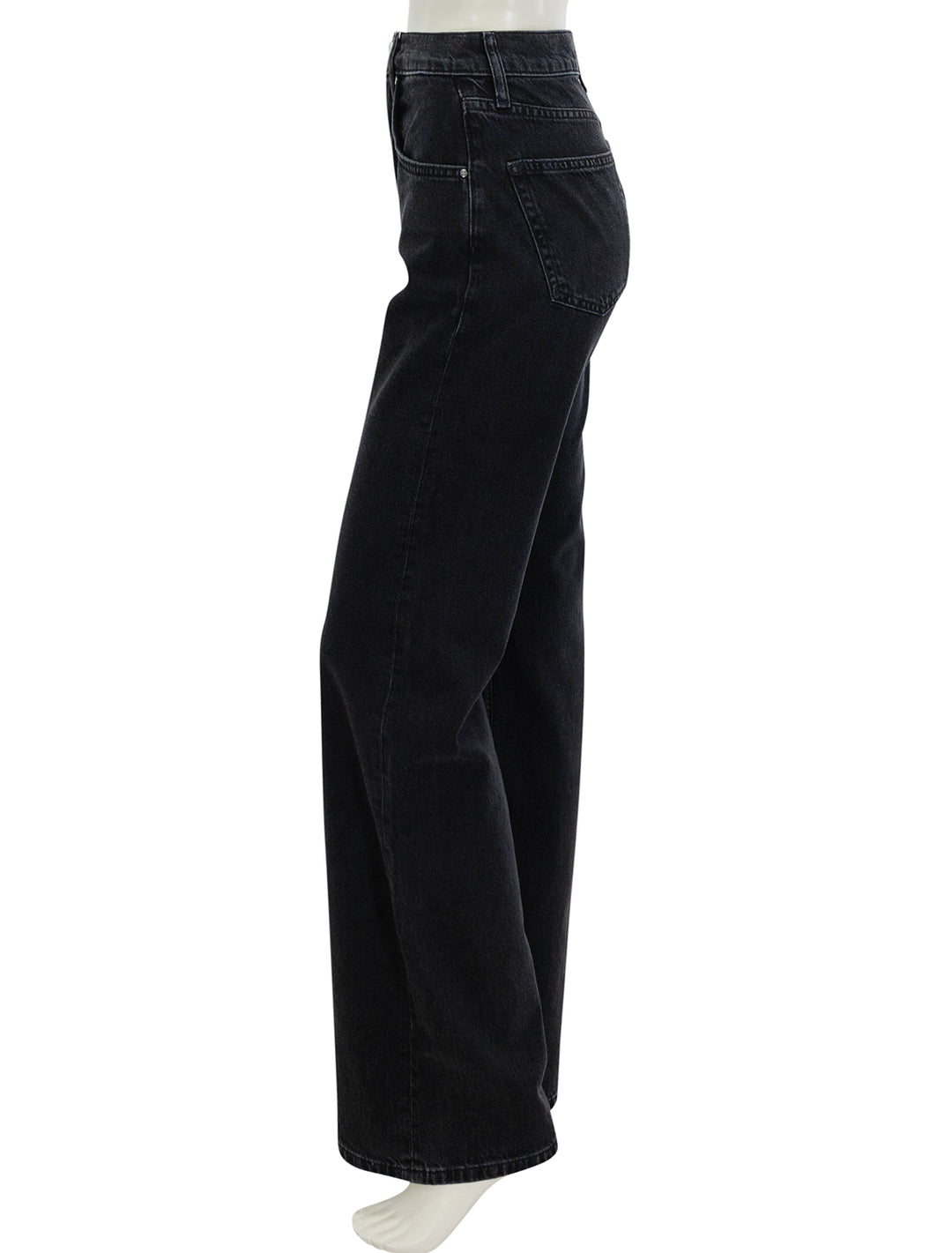 Side view of Anine Bing's hugh jean in vintage black.