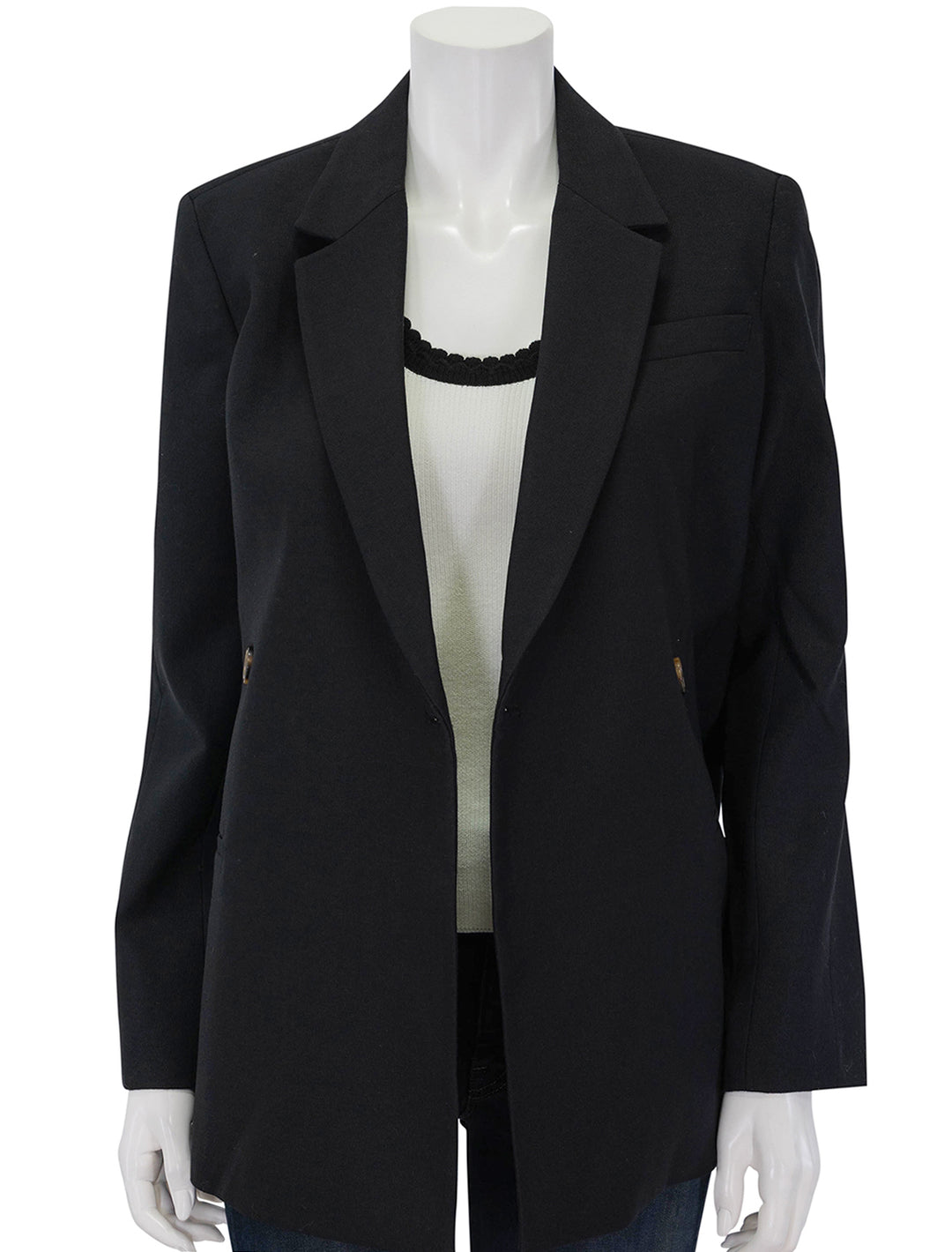 Front view of Anine Bing's kaia blazer in black.