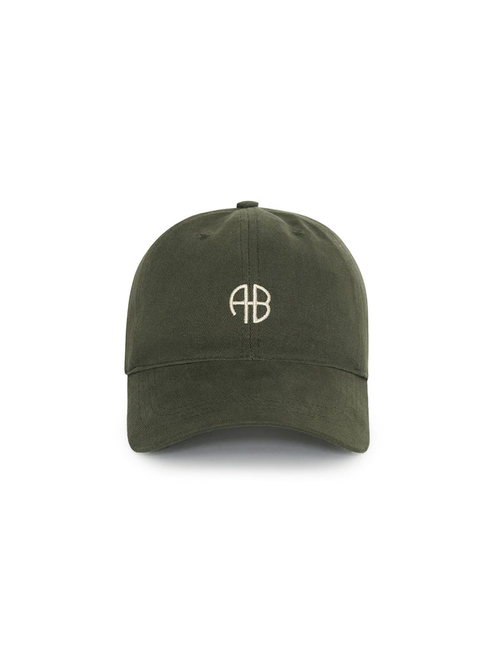 Front view of Anine Bing's jeremy baseball cap in dark olive.