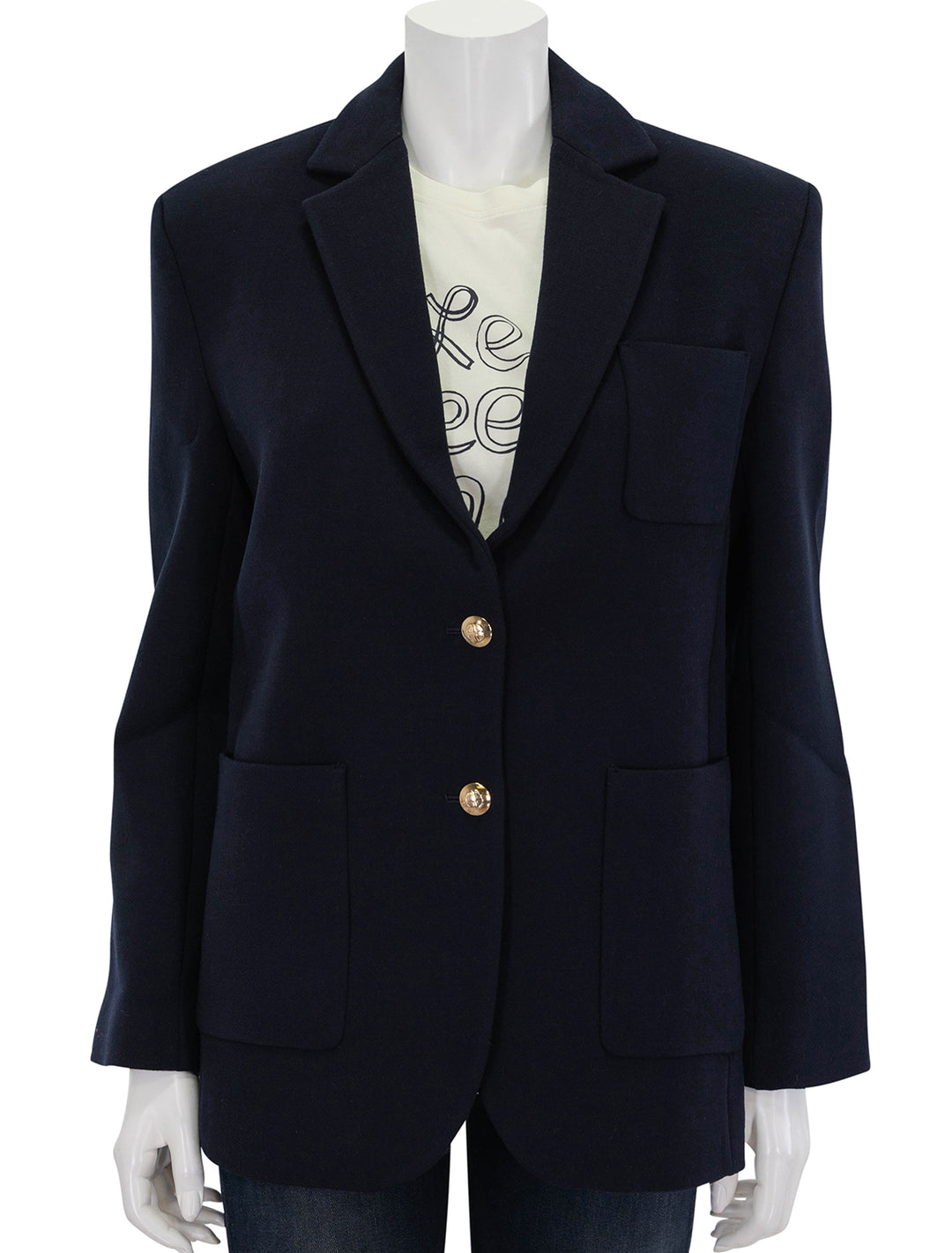 Front view of Anine Bing's kinsley blazer in night sky, buttoned.