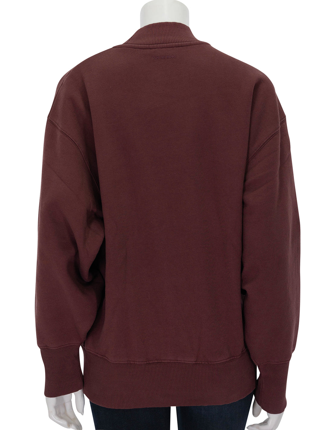 Back view of Anine Bing's bradie bing sweatshirt in deep burgundy.