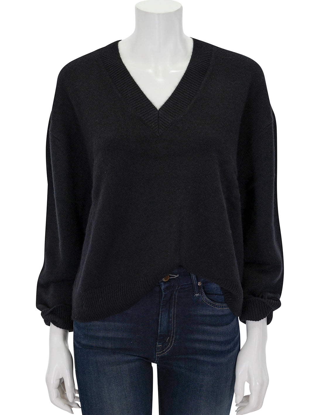 Front view of Anine Bing's lee sweater in black.