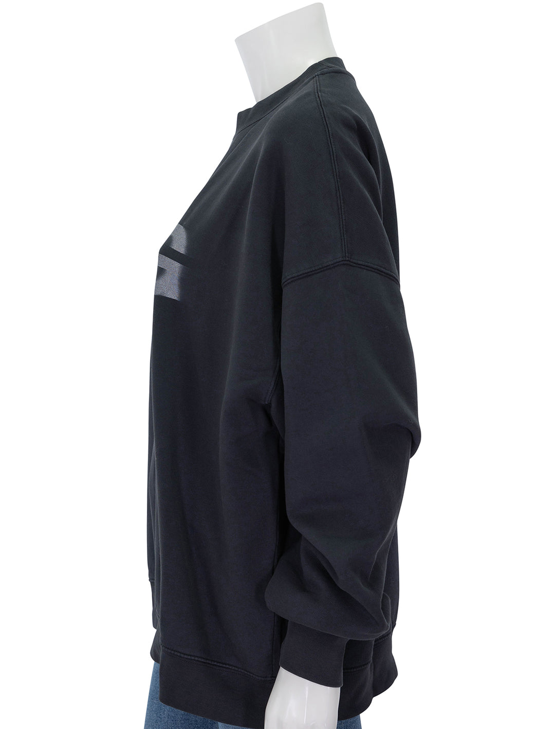 Side view of Anine Bing's miles blur sweatshirt in vintage black.