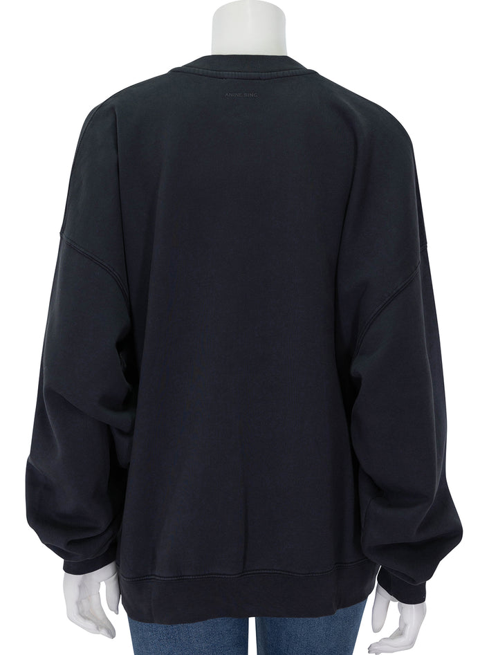 Back view of Anine Bing's miles blur sweatshirt in vintage black.