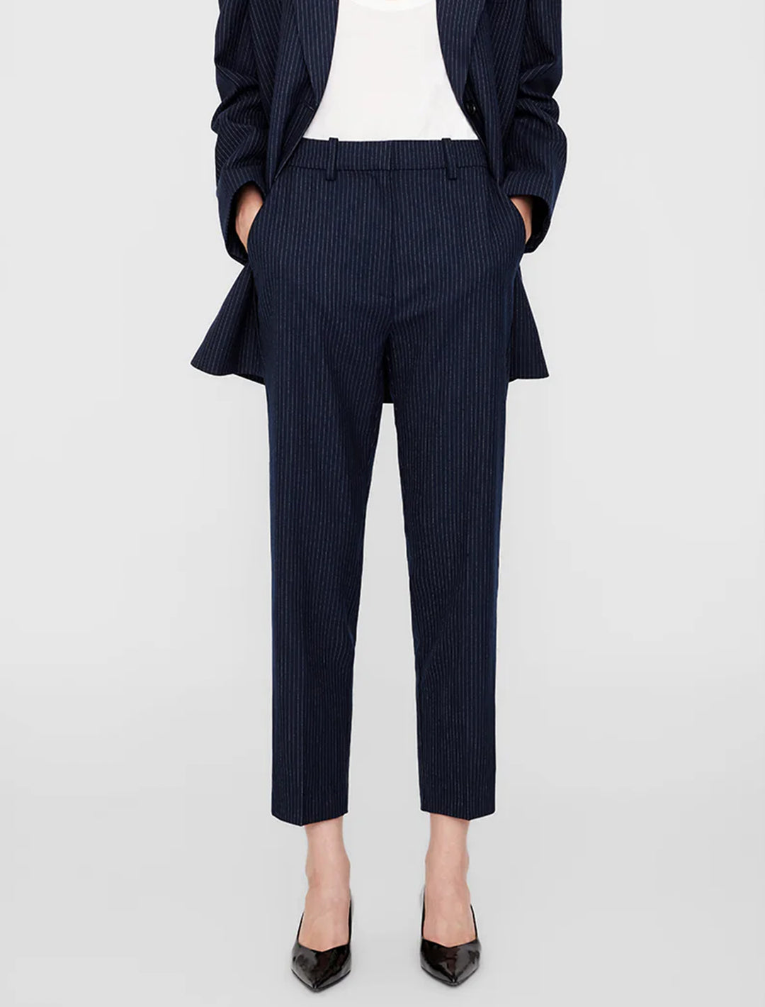 blaine trouser in navy pinstripe