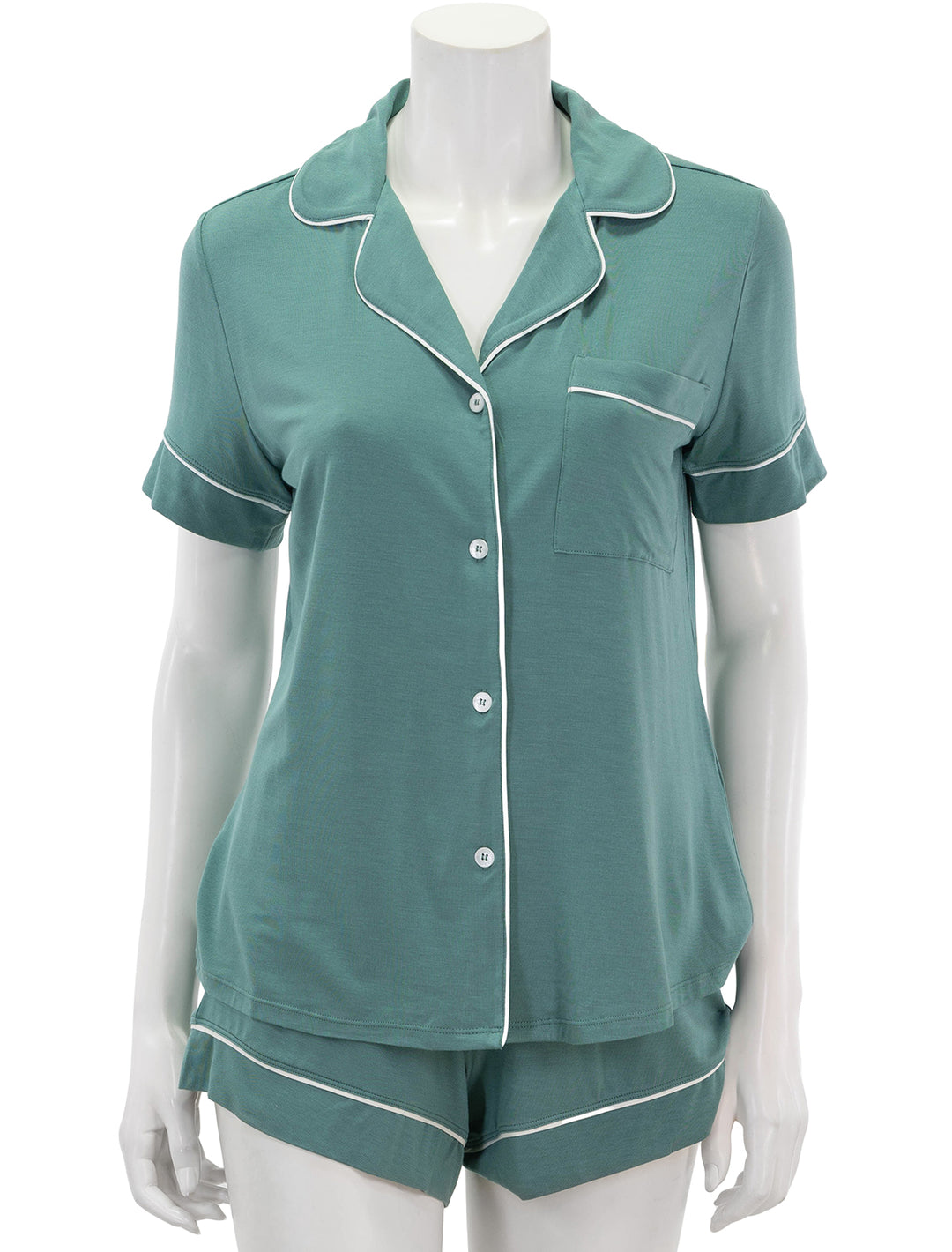 Front view of Eberjey's gisele relaxed short pj set in agave.