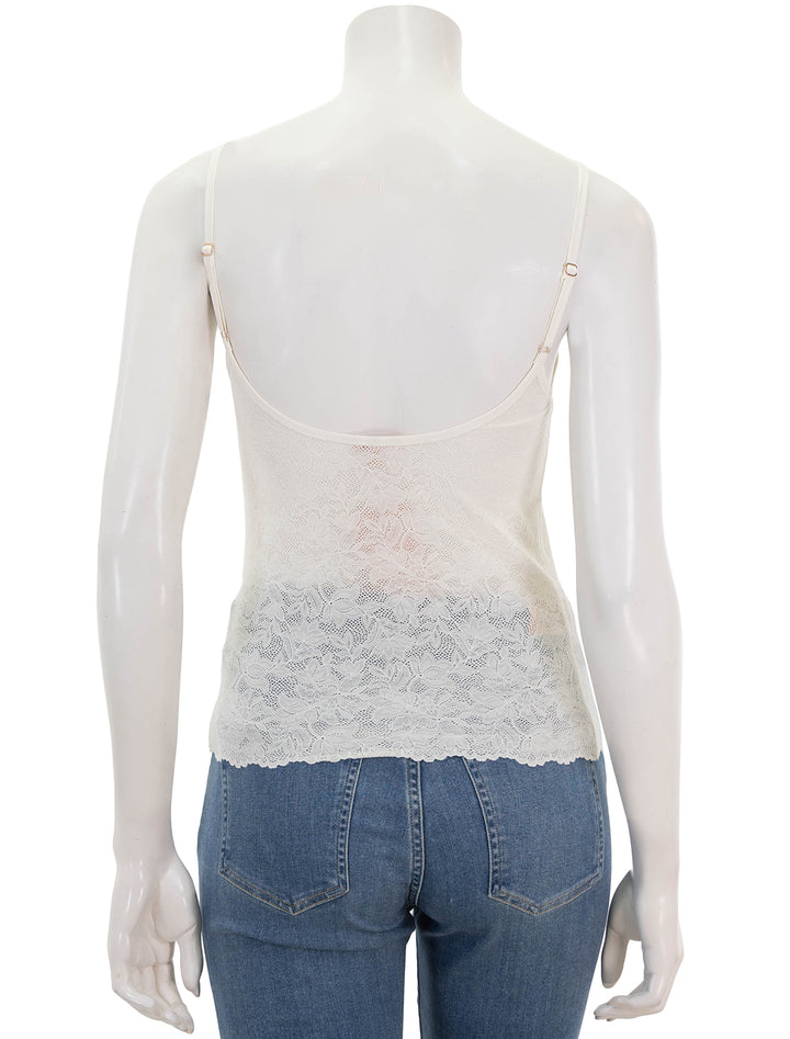 Back view of Eberjey's soft stretch recycled lace cami in ivory.