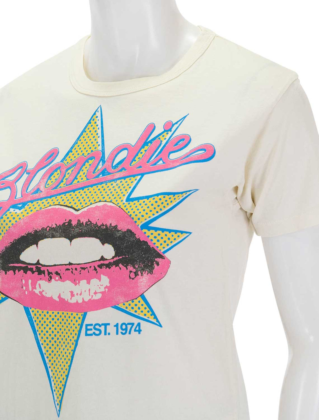 close up view of blondie est. 1974 solo tee