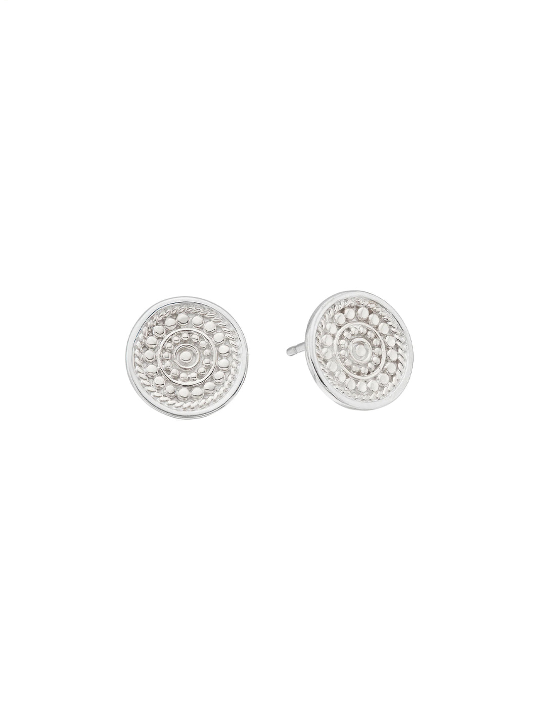 Front view of Anna Beck's contrast dotted studs in silver.