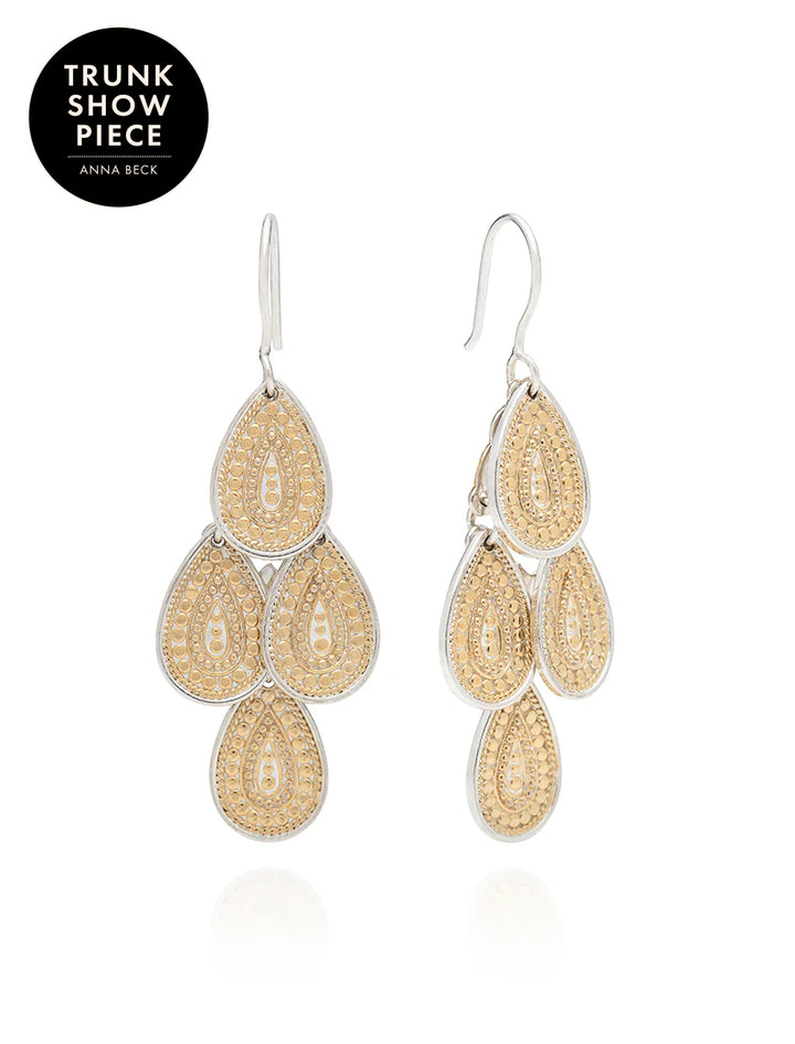 divided disc chandelier earrings in gold