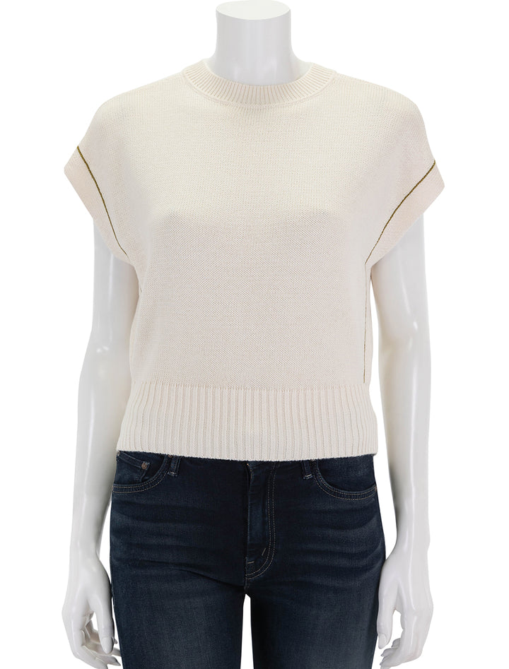 front view of wedge pullover sweater in cream