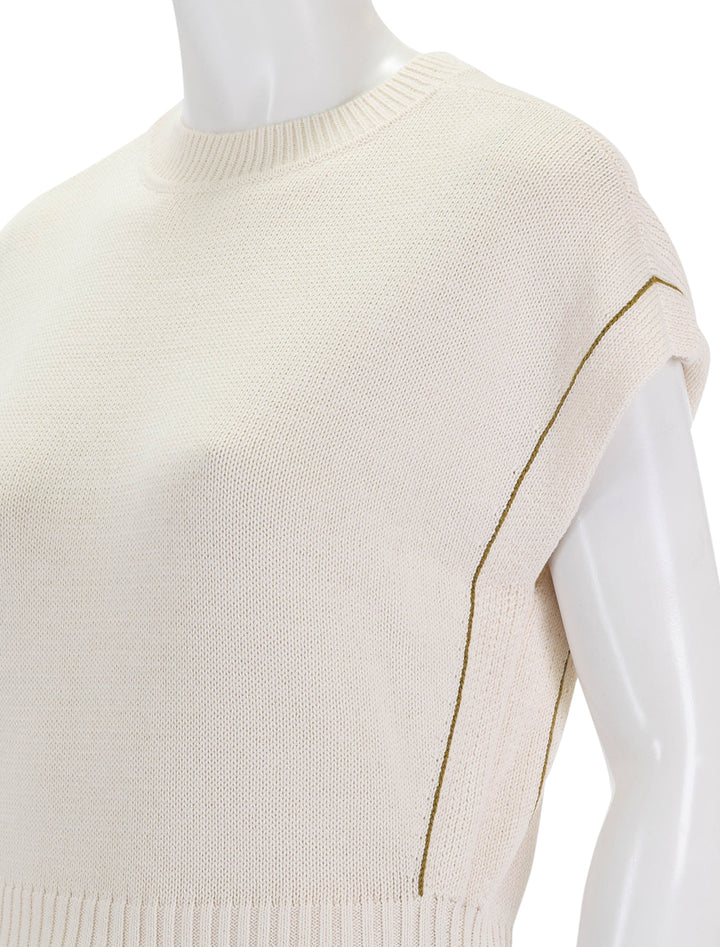 close up view of wedge pullover sweater in cream