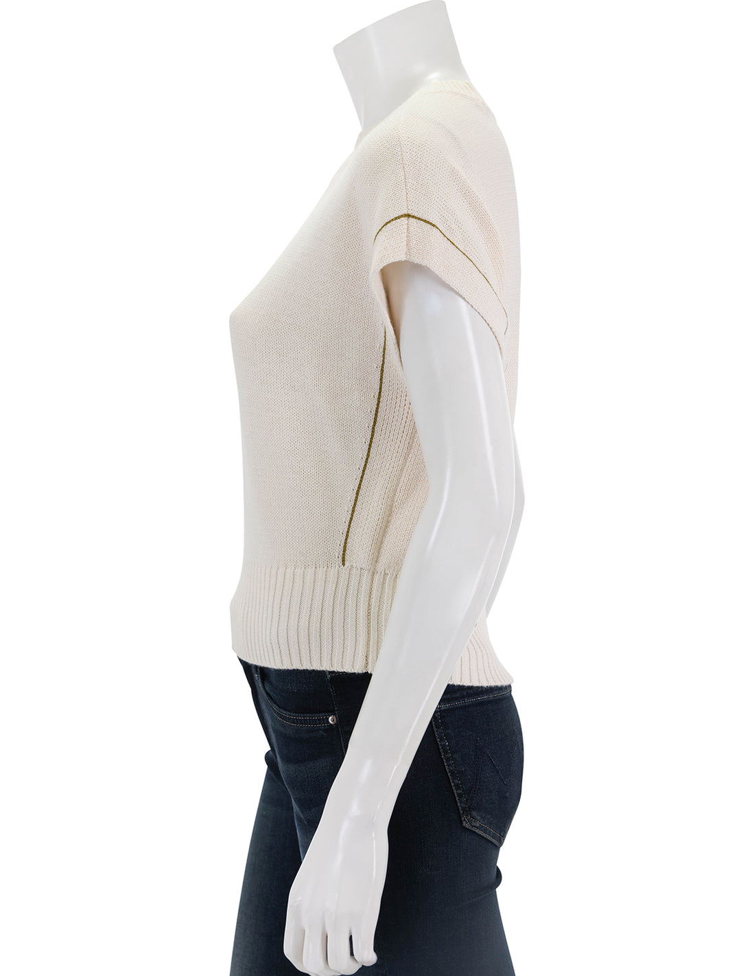 side view of wedge pullover sweater in cream