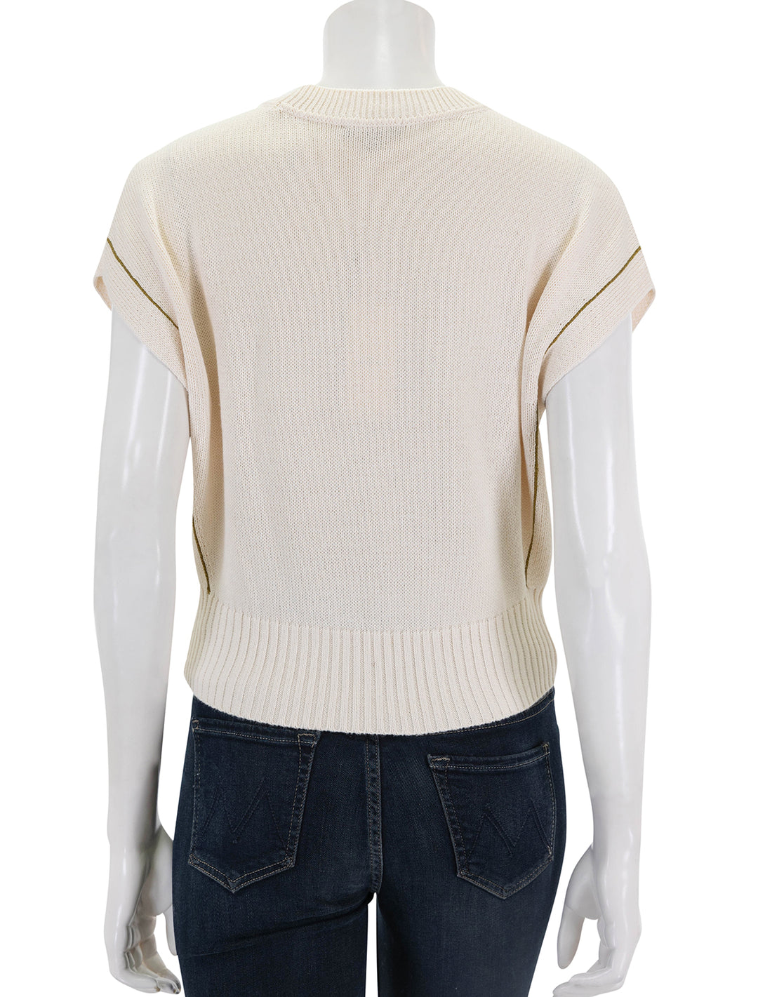 back view of wedge pullover sweater in cream