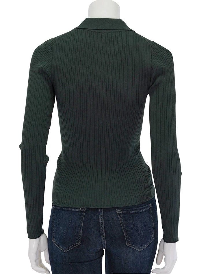 Back view of Lilla P.'s polo collar henley in loden.