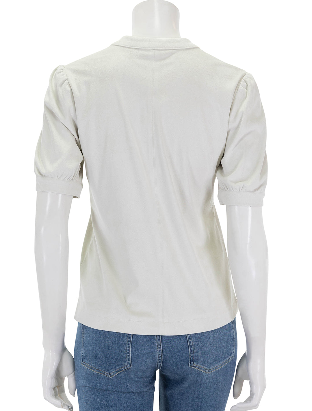 Back view of Steve Madden's jane top in off white faux suede.