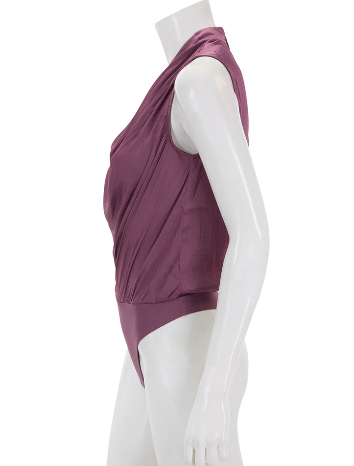 Side view of Steve Madden's Jayde Bodysuit in Deep Purple.