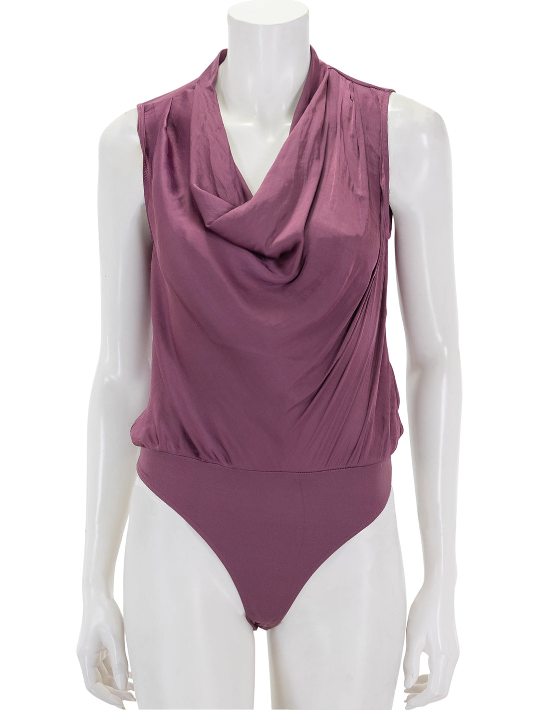 Front view of Steve Madden's Jayde Bodysuit in Deep Purple (2)