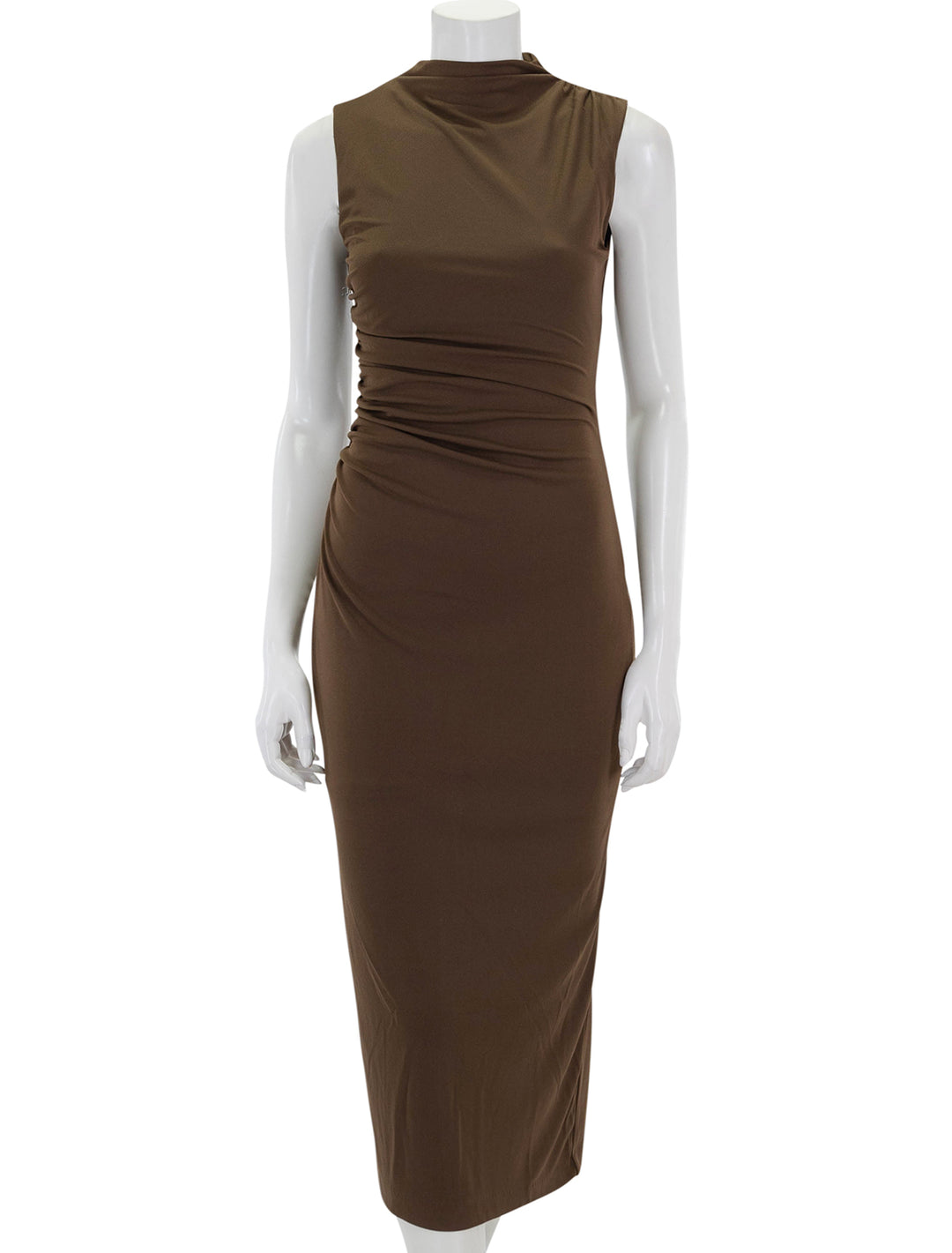 front view of mo dress in coco brown