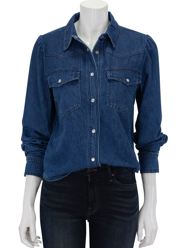 Front view of Steve Madden's Charley Top in Medium Blue.