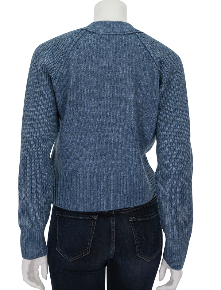 Back view of Steve Madden's beckie cardigan in blue dusk.