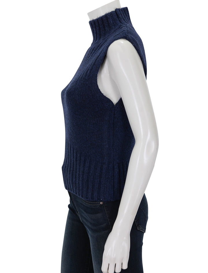 Side view of Steve Madden's serin sweater in midnight.